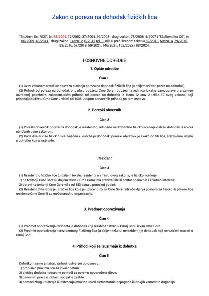 Zakon o porezu na dohodak fizickih lica