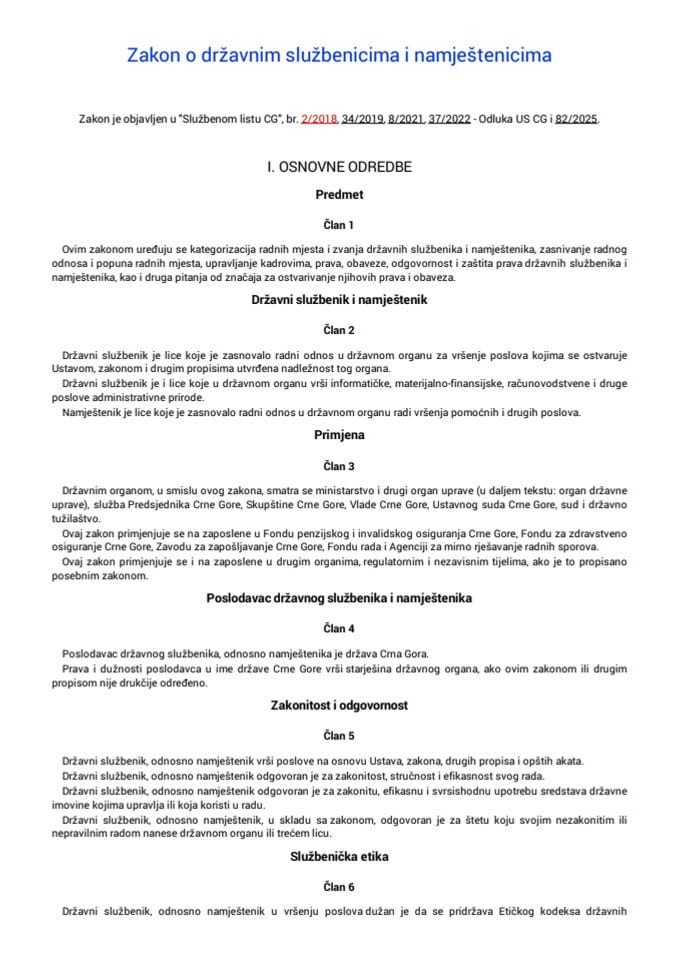 Zakon o drzavnim sluzbenicima i namještenicima