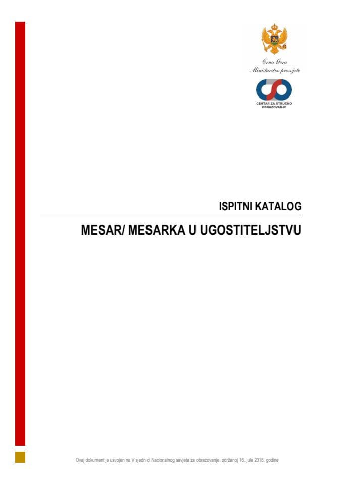 IK 100130 MESAR U UGOSTITELJSTVU