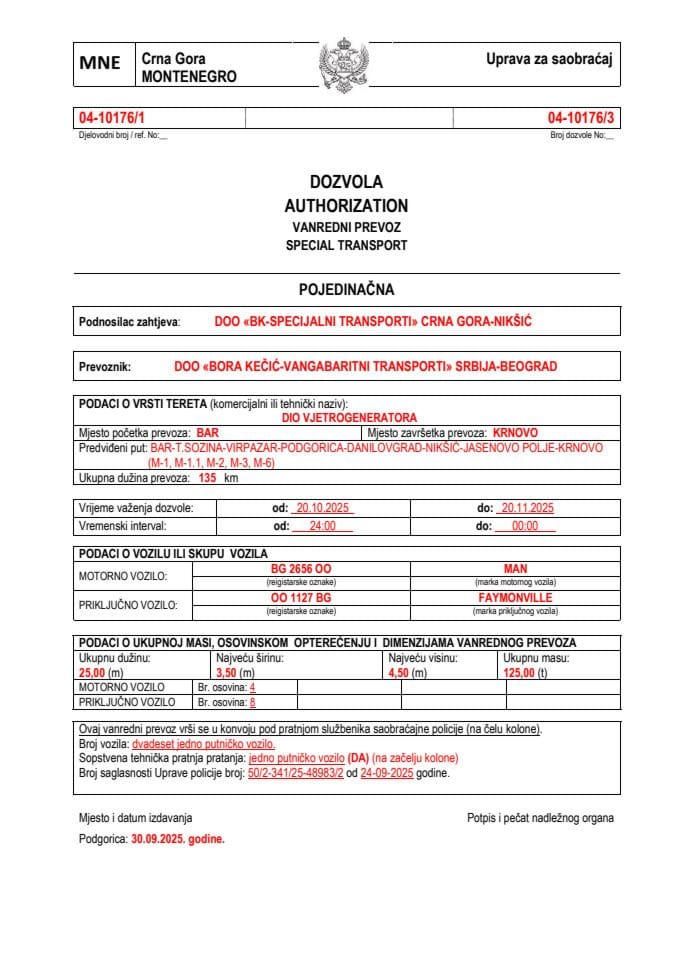 BK-SPECIJALNI TRANSPORTI 04-10176-BORA KEČIĆ-VANGABARITNI TRANSPORTI