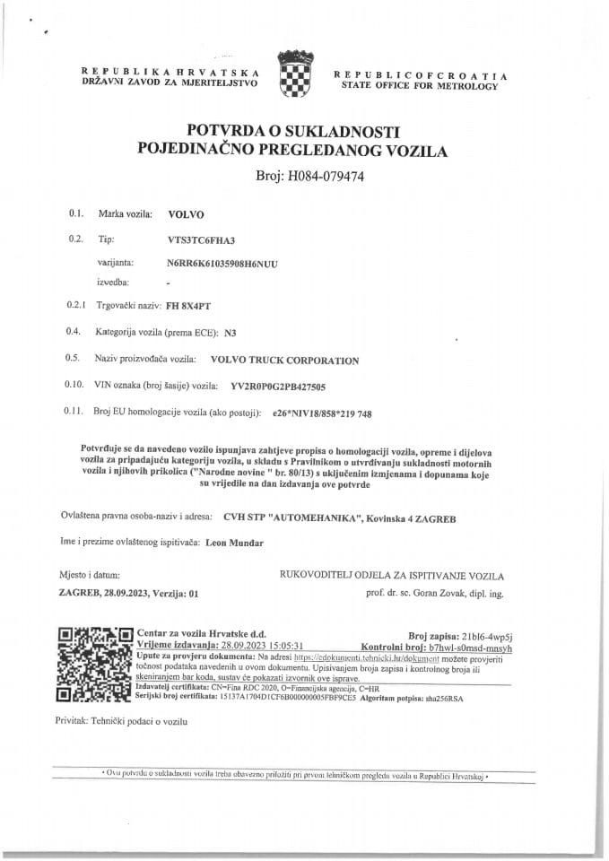 Potvrda CVH ZG 0035 ZT