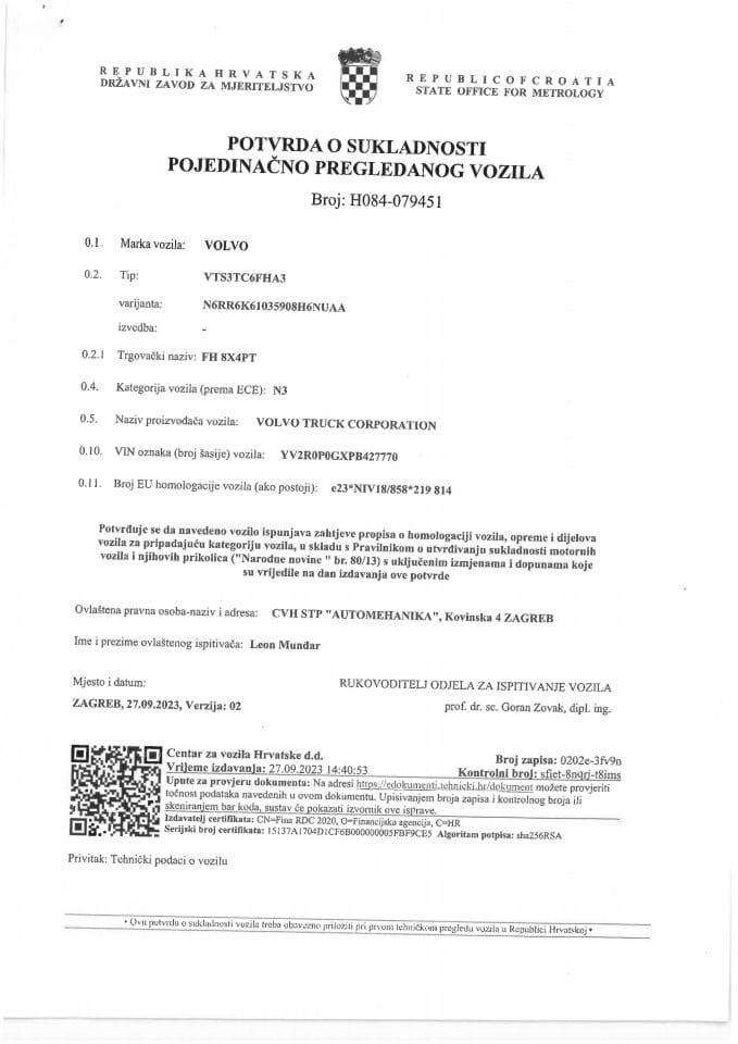 Potvrda CVH ZG 0034 ZT