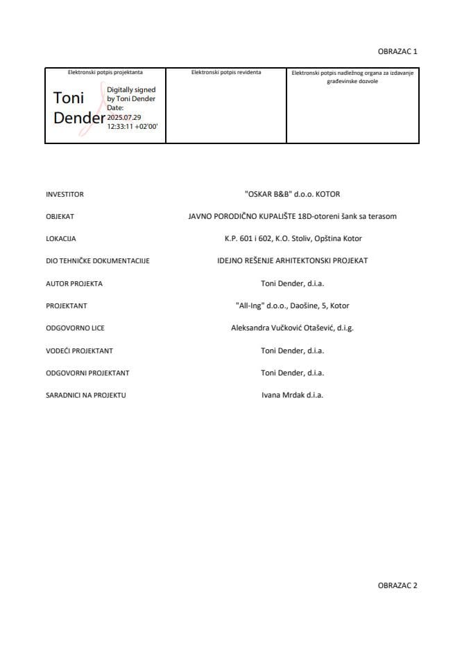 Idejna rješenja PPO - 03092025 IR OSKAR B&B DOO OPŠTINA KOTOR
