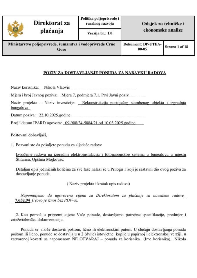 poziv-za-dostavljanje-ponuda-za-elektroinstalacije i fotonaponski sistem-bungalov