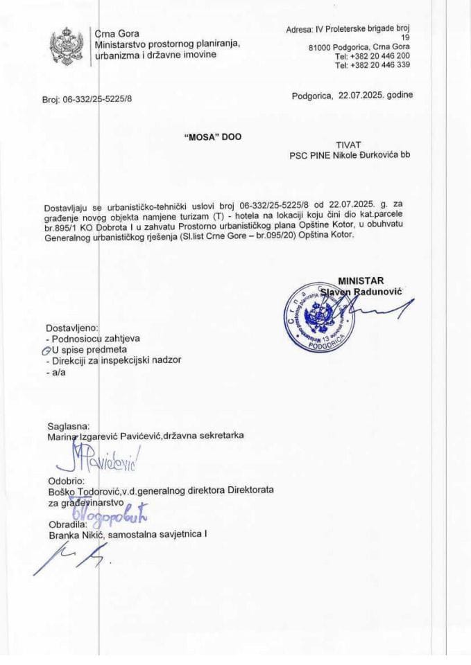 Izdati urbanističko-tehnički uslovi - 06-332-25-5225-9 MOSA DOO