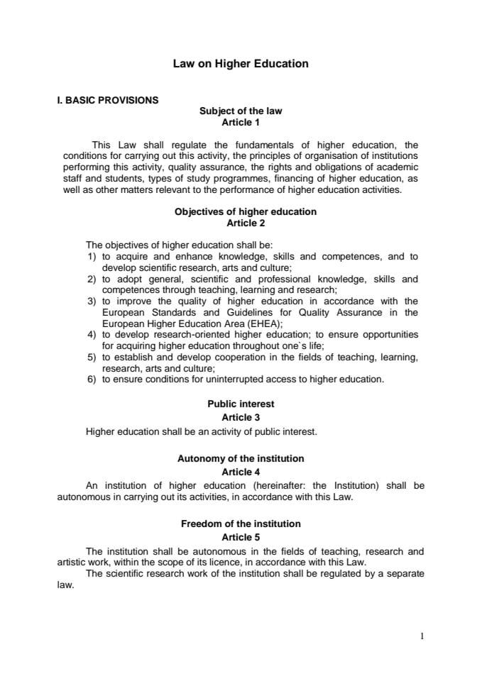Law on Higher Education