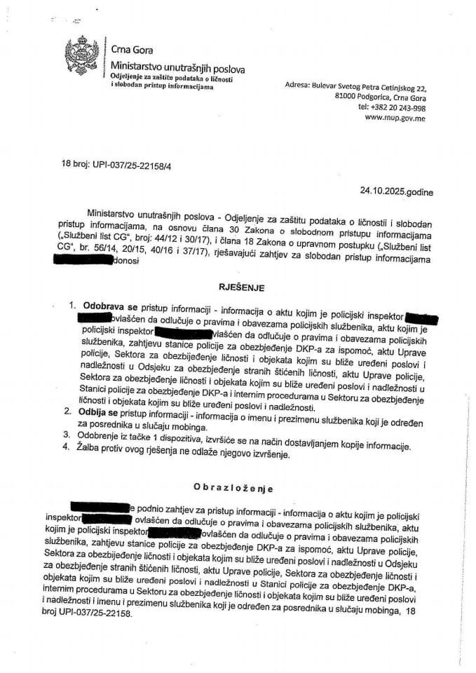 Rješenje br. 18-UPI-037/25-22158/4