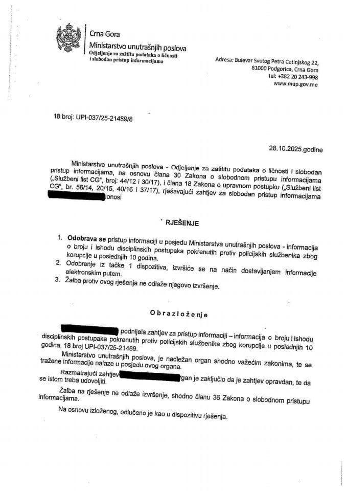 Rješenje br. 18-UPI-037/25-21489/8