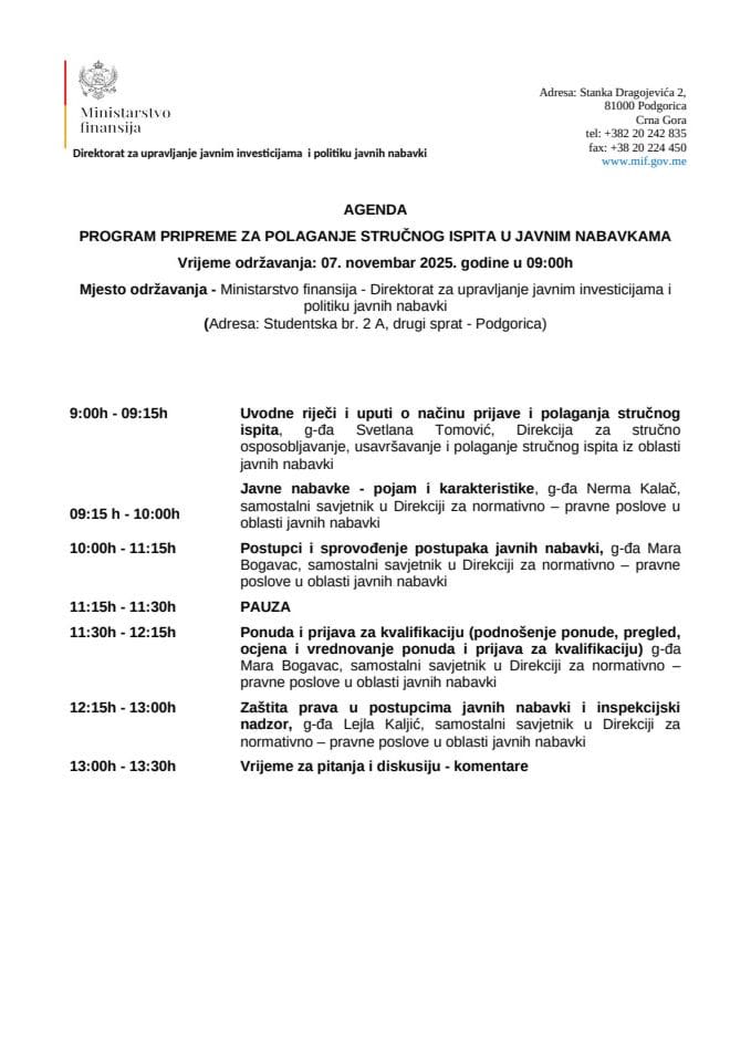 АГЕНДА 07.11.2025. године