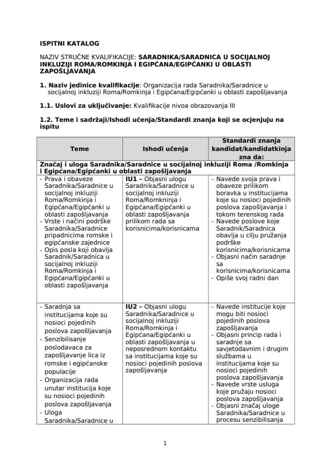 IK SARADNIK U SOCIJALNOJ INKLUZIJI ROMA I EGIPĆANA U OBLASTI ZAPOŠLJAVANJA