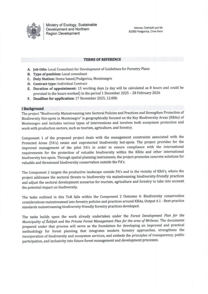 ТоР Лоцал Цонсултант фор Девелопмент оф Гуидлинес фор Форестрy Планс