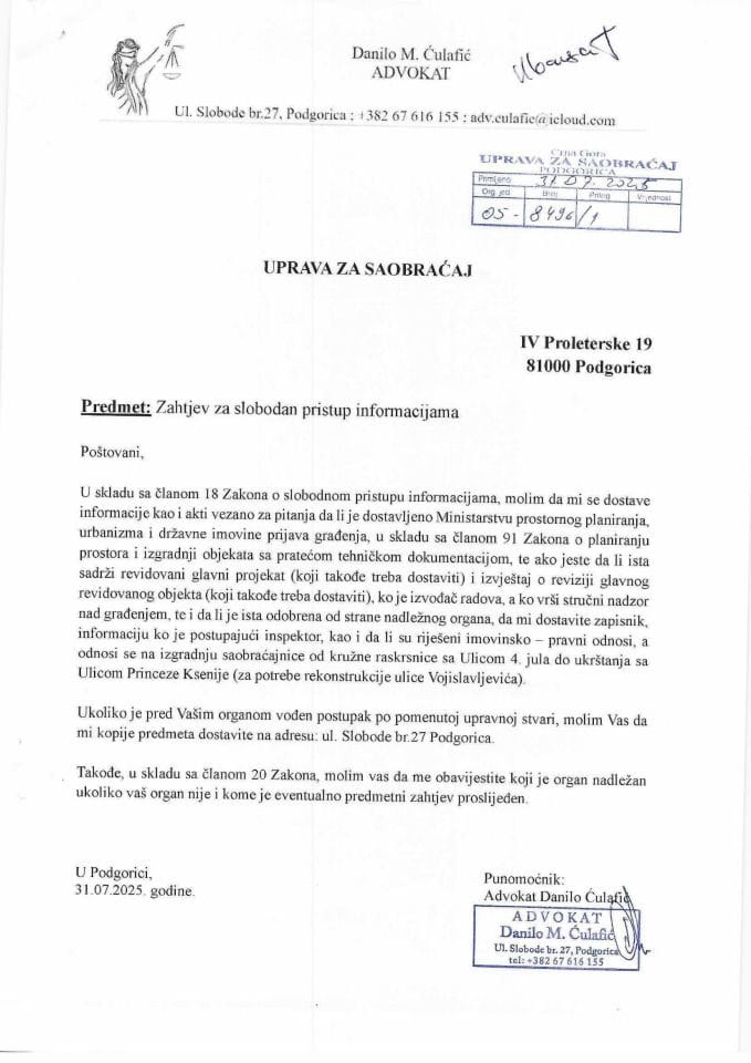 Advokat Danilo M Ćulafić 05 8496