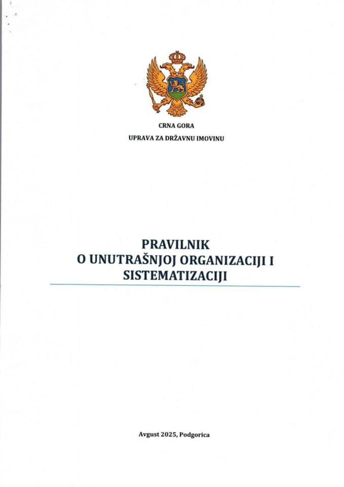 Pravilnik o unutrašnjoj organizaciji i sistematizaciji 2025.godine.
