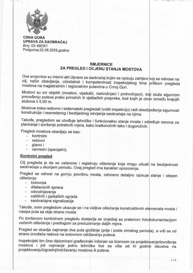 Smjernice za pregled i ocjenu stanja mostova