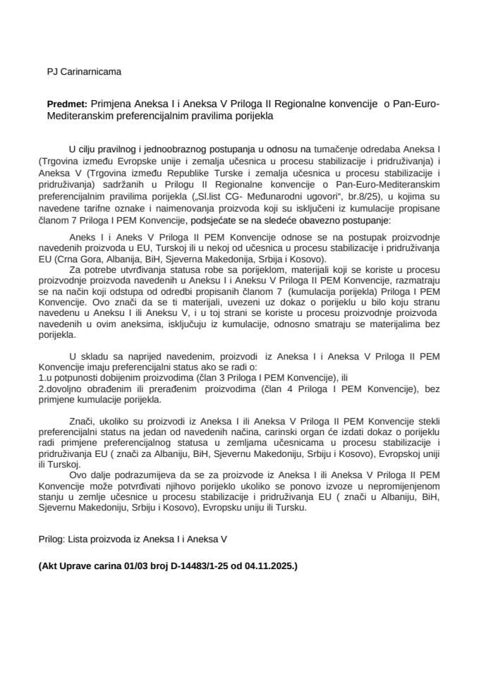 13 Primjena Aneksa I i Aneksa V Priloga II PEM Konvencije