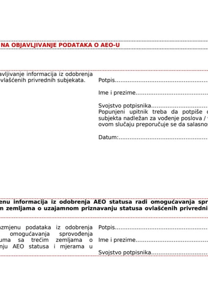 PRILOG 4  Pristanak na objavljivanje podataka