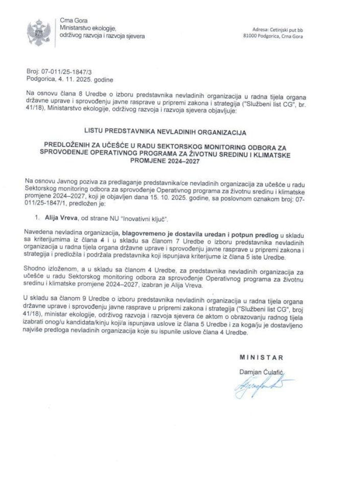 Листа НВО за учешће у раду Секторског мониторинг одбора за ОП 24-27