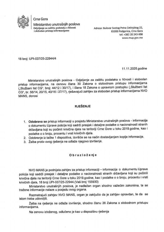 rješenje br. 18-UPI-037/25-22944/4