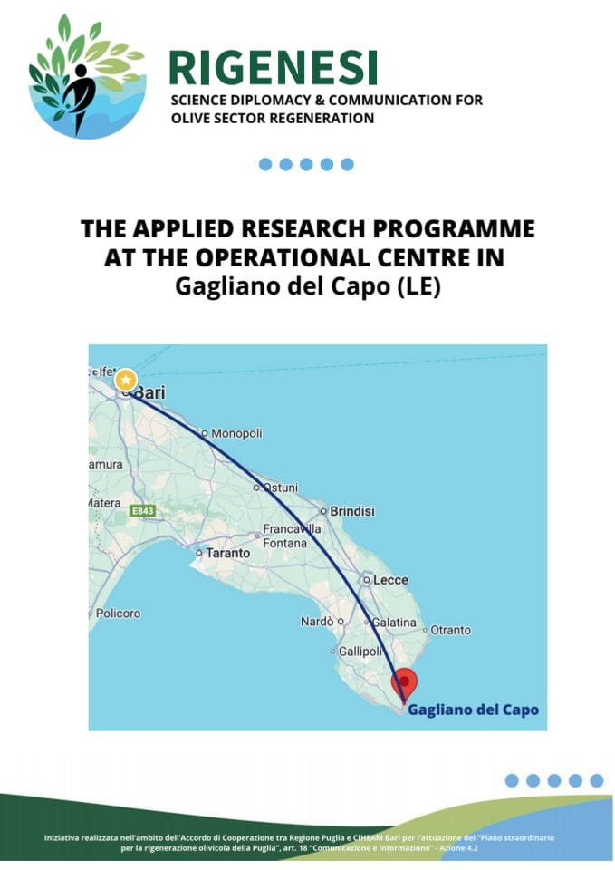 Scheda tecnica Forestaforte_RIGENESI_THE APPLIED RESEARCH PROGRAMME AT THE OPERATIONAL CENTRE IN Gagliano del Capo (LE), Xylella fastidiosa