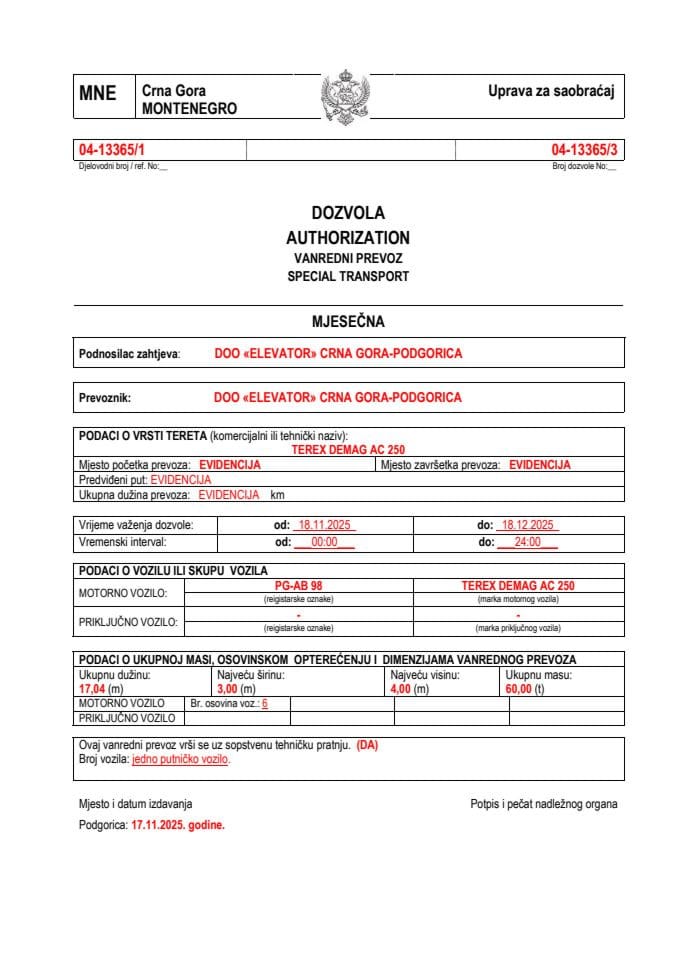 ELEVATOR 04-13365-nov-mjesečna