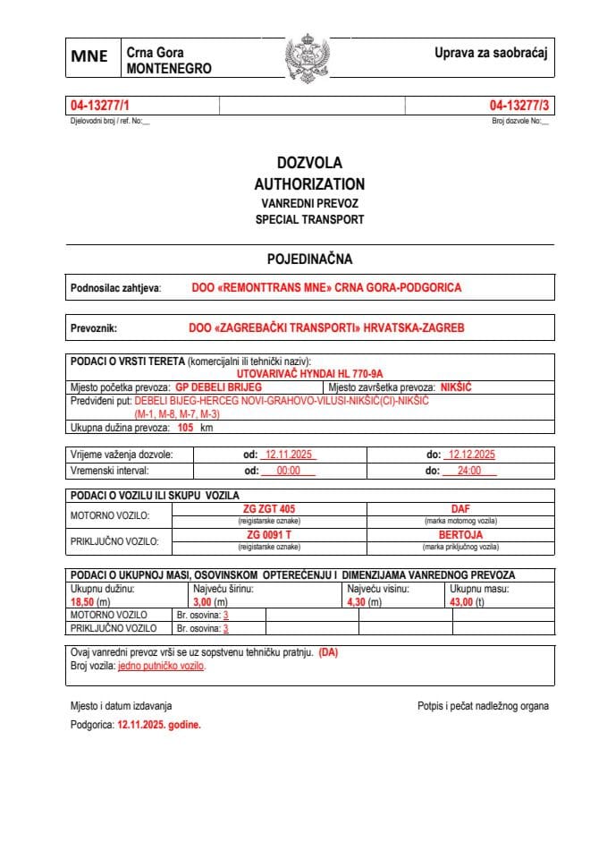 REMONTTRANS MNE 04-13277-ZAGREBAČKI TRANSPORTI