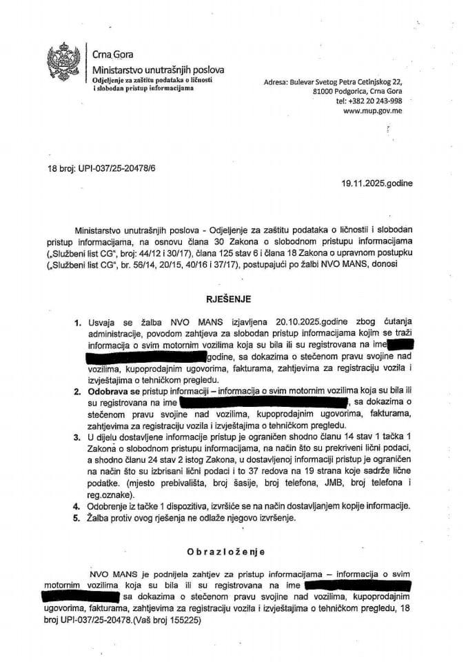 Rješenje br. 18-UPI-037/25-20478/6