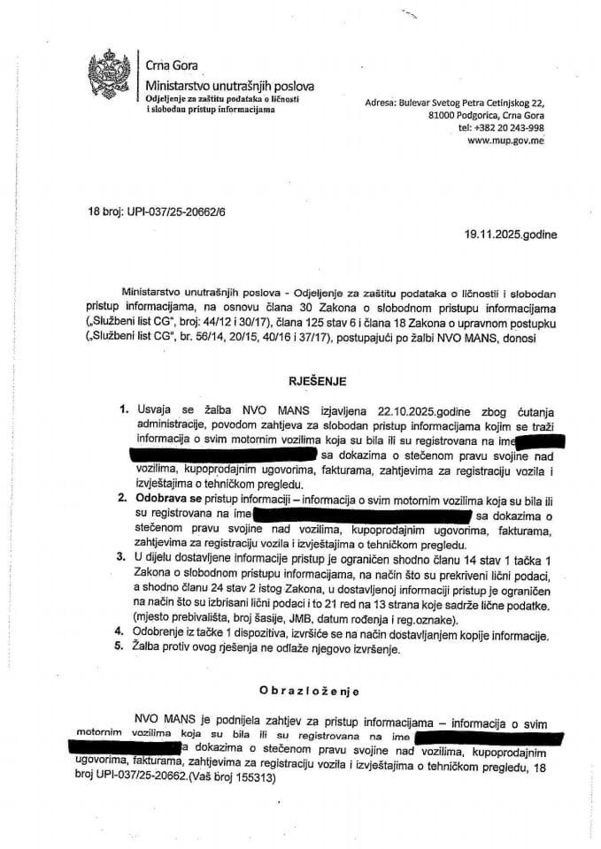 Rješenje br. 18-UPI-037/25-20662/6