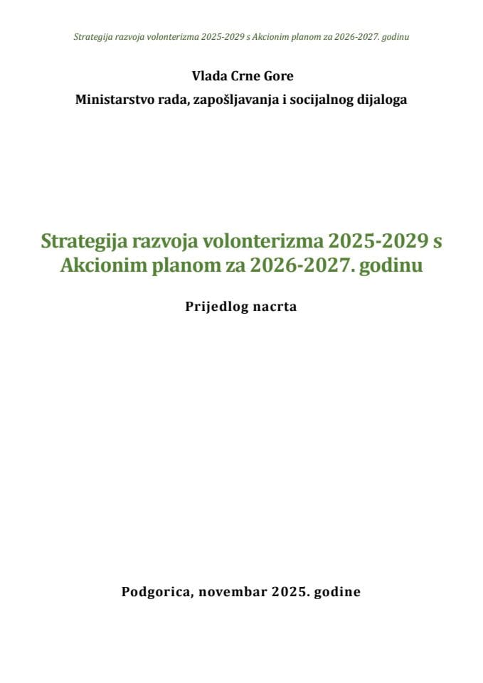 Nacrt Strategije razvoja volonterizma s AP - za javnu raspravu