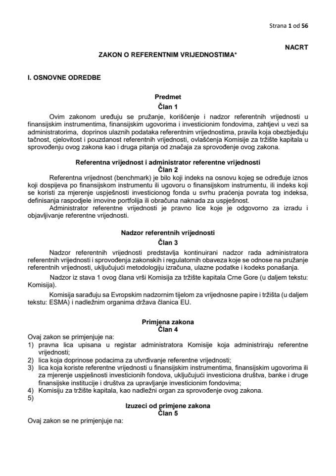 Нацрт закона о референтним вриједностима