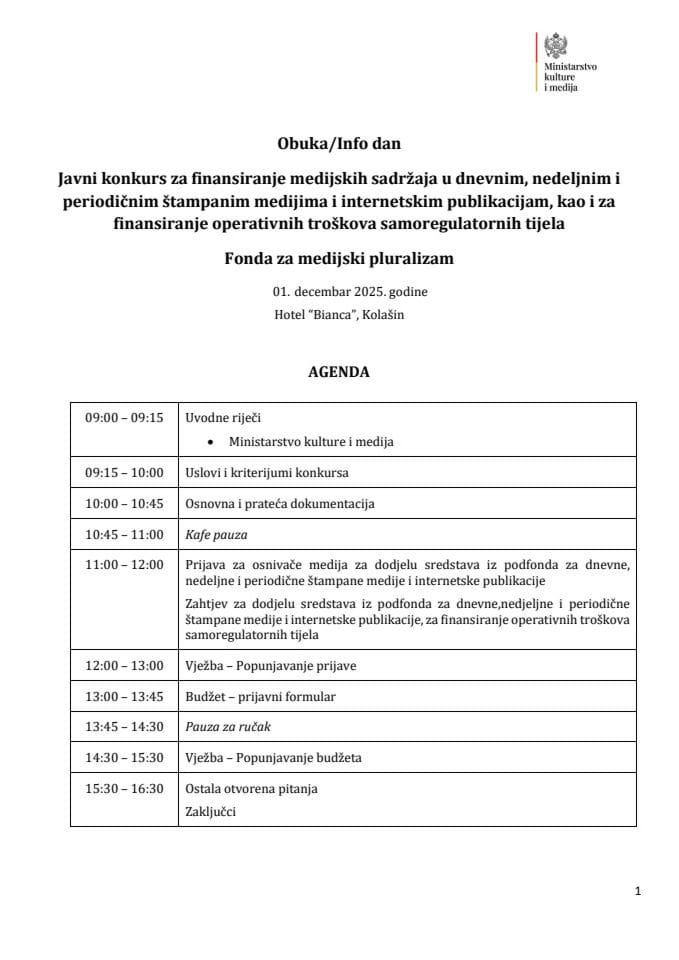 Agenda obuke 1.12.2025