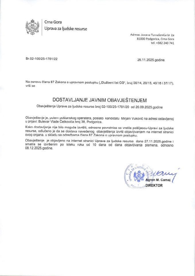 1_Javni Konkurs  02-100-25-1781-3 od 16.05.2025 za potrebe MJU -Mirjana Vuković