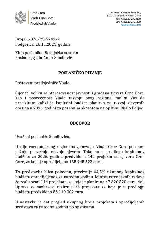 Премијерски сат: Одговор предсједника Владе Милојка Спајића на посланичко питање Амера Смаиловића