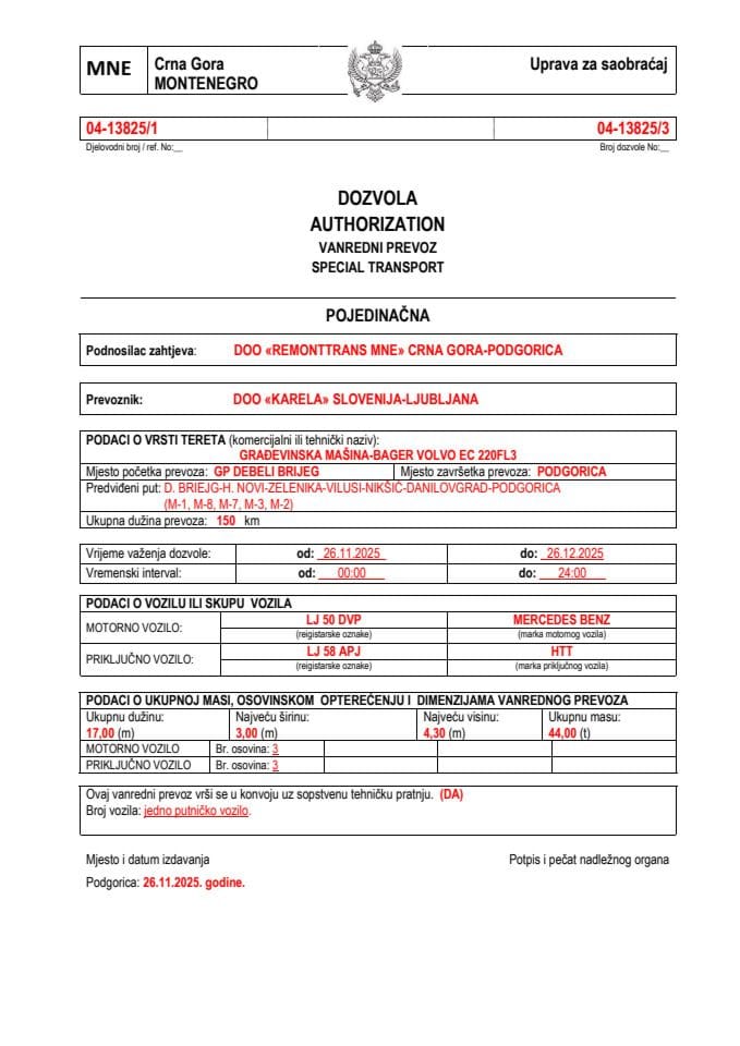 REMONTTRANS MNE 04-13825-KARELA