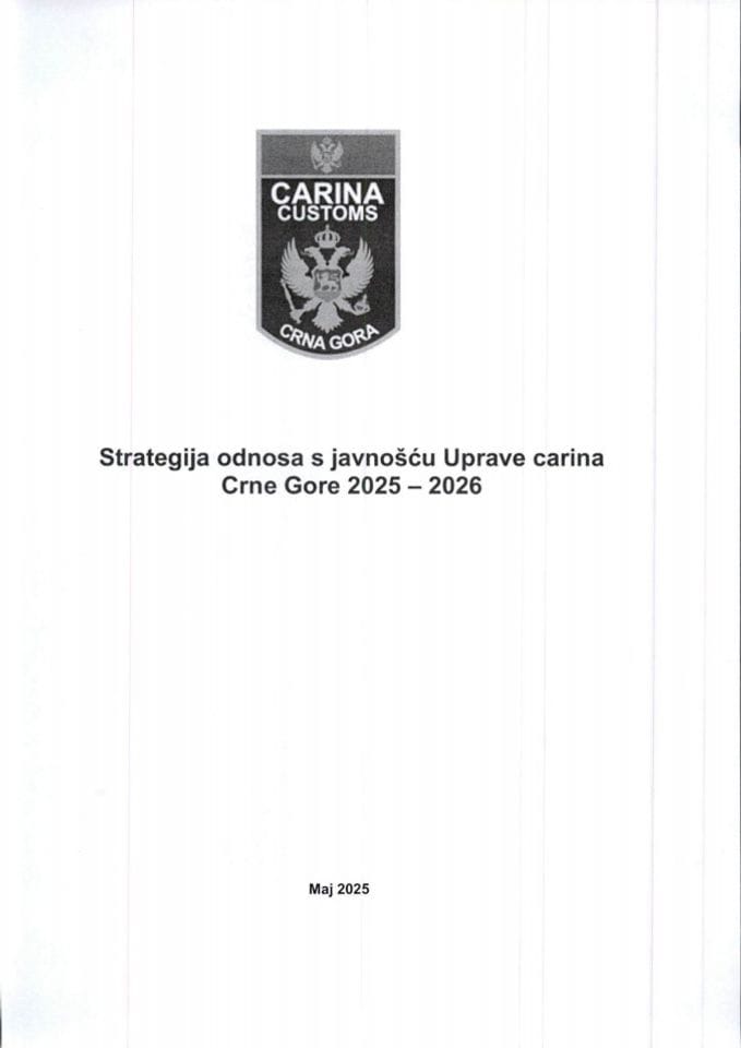 Strategija odnosa sa javnošću Uprave carina 2025-2026