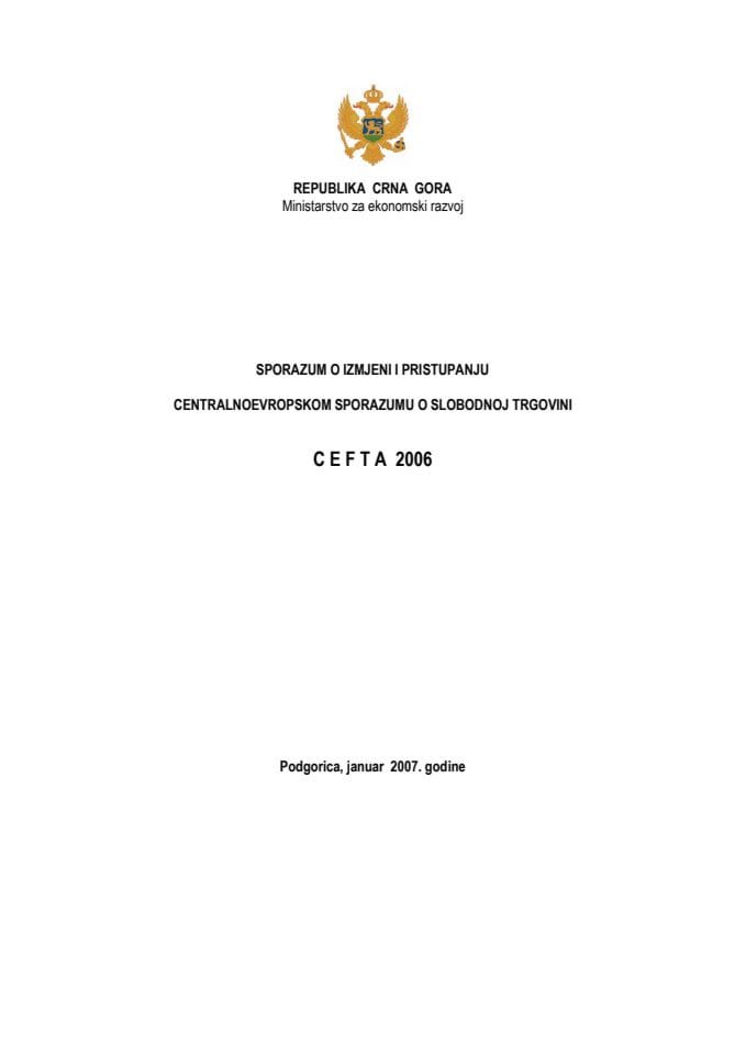 Sporazum CEFTA - Sl.list RCG, br.18-07