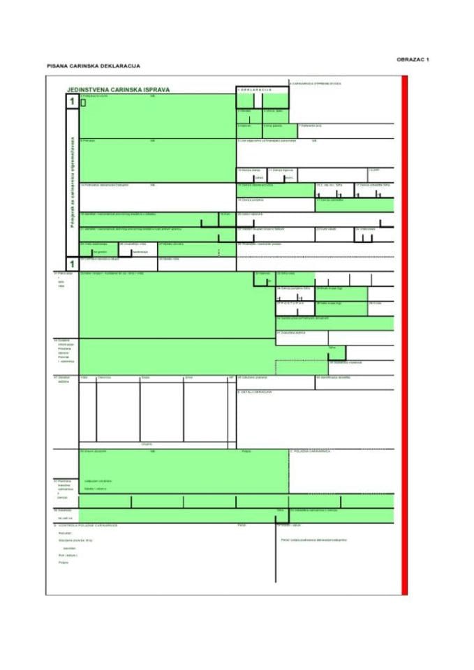 Prilozi Pravilnika o sadrzaju i nacinu podnosenja carinske deklaracije