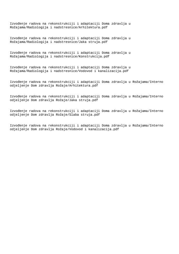 Tehnička dokumentacija - Izvođenje radova na rekonstrukciji i adaptaciji Doma zdravlja u Rožajama