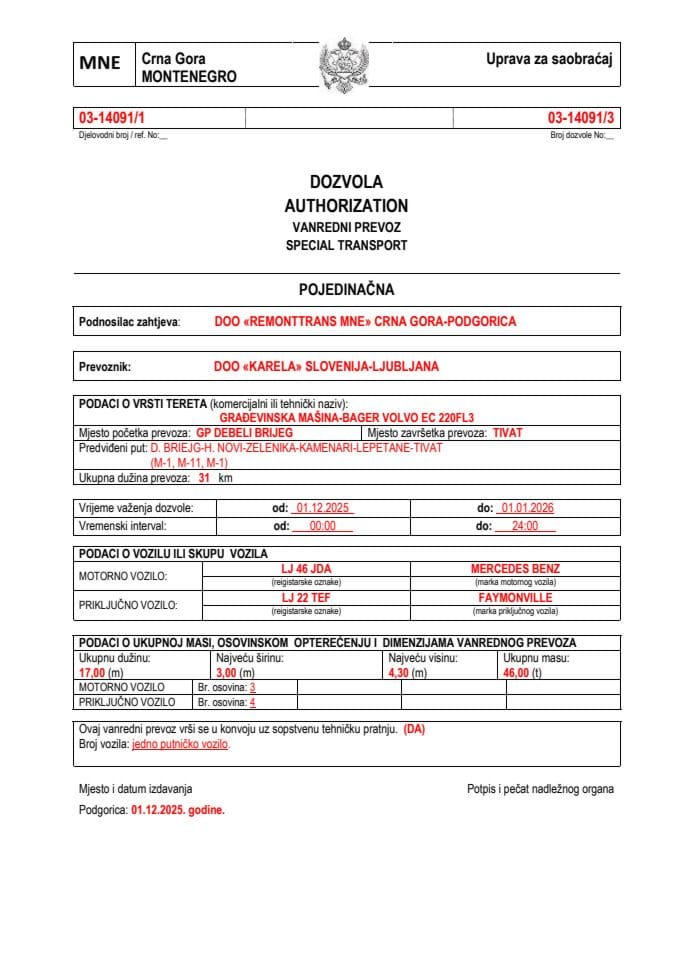 REMONTTRANS MNE 03-14091-KARELA