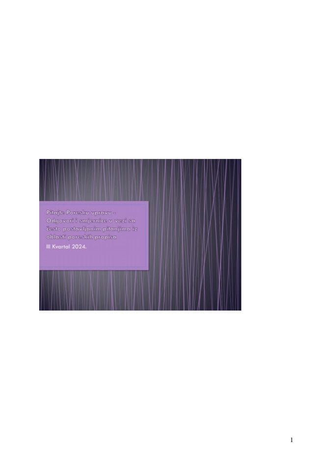 Odgovori na često postavljana pitanja - III kvartal 2024. godine