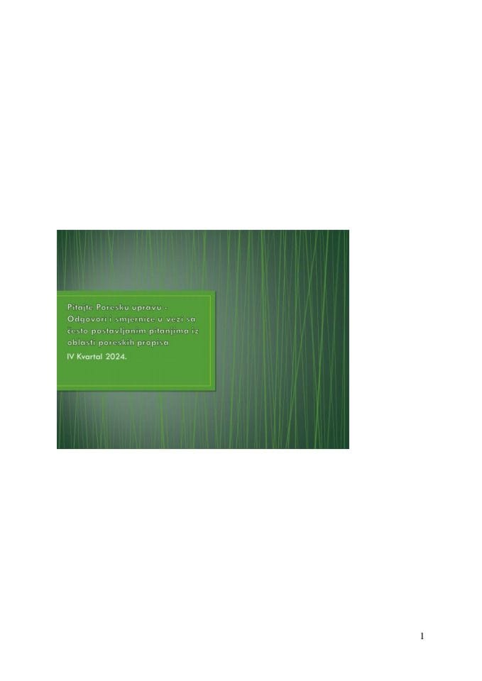 Одговори на често постављана питања - ИВ квартал 2024. године