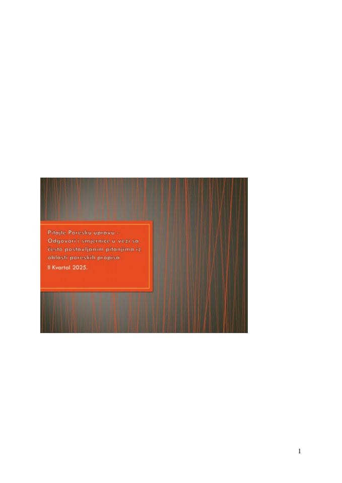 Одговори на често постављана питања - ИИ квартал 2025. године