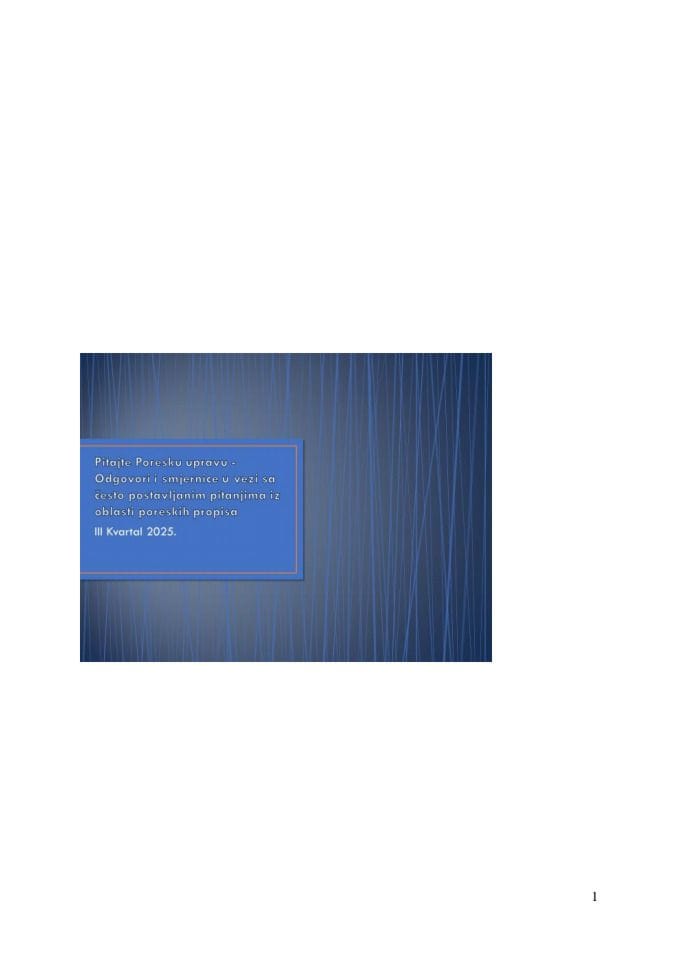 Одговори на често постављана питања - ИИИ квартал 2025. године