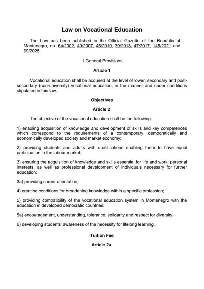Law on Vocational - Education