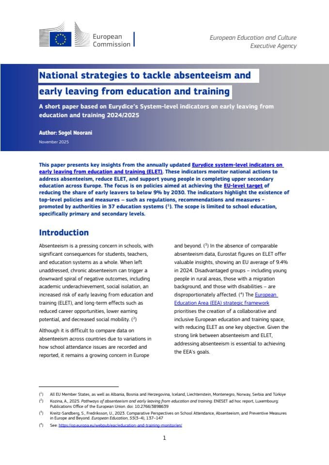 натионал стратегиес то тацкле абсентееисм анд еарлy-ЕЦ0125141ЕНН