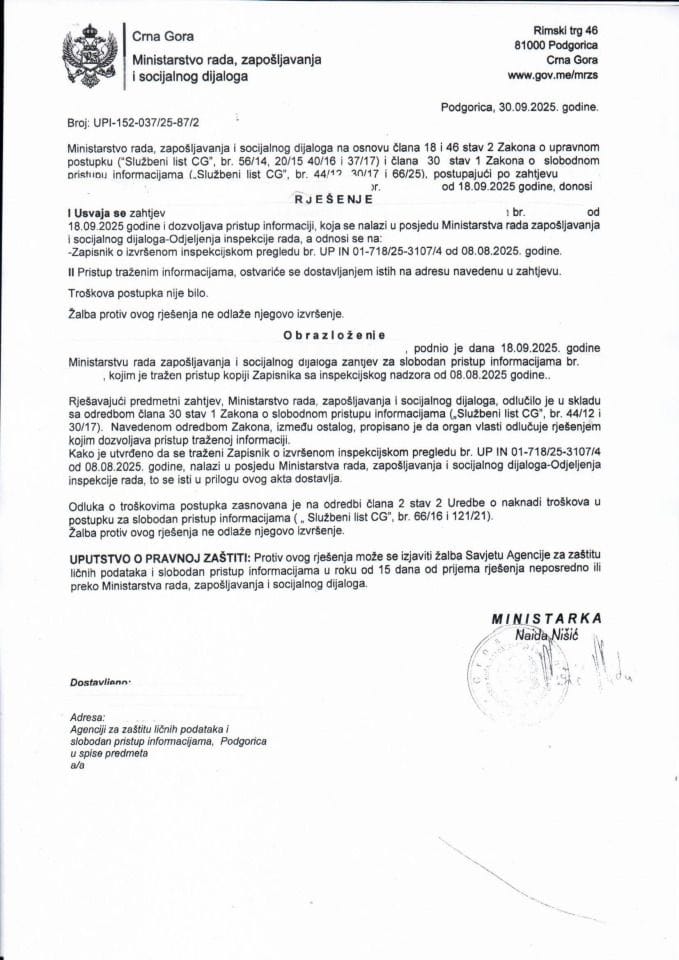 Rješenje br. UPI-152-037-25-87-2