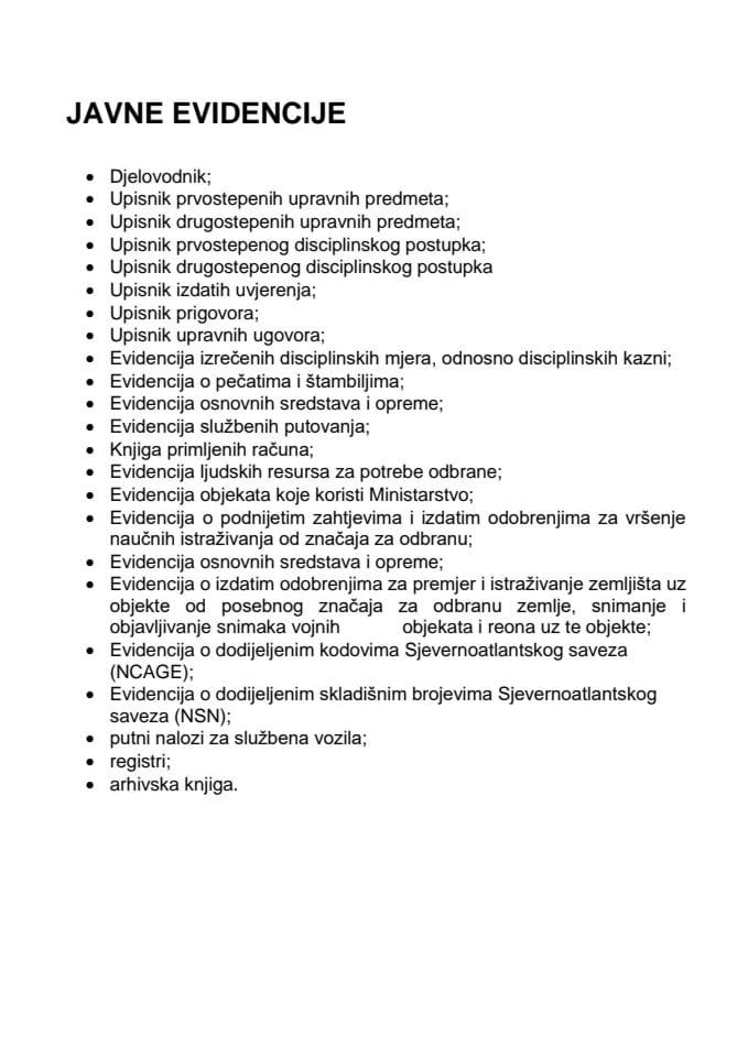 javne evidencije u MO
