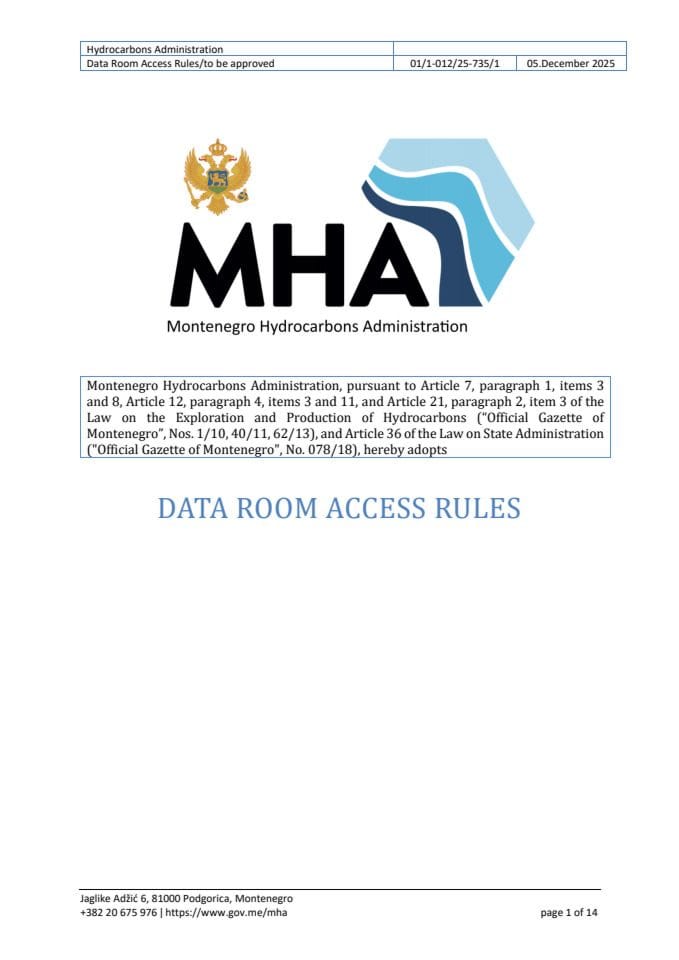 DATA ROOM ACCESS RULES