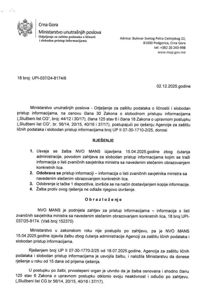 rješenje 18-UPI-037/24-8174/6