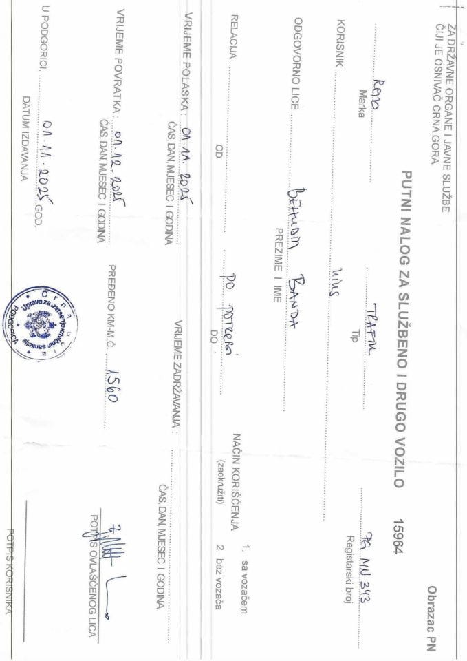 Putni nalozi, decembar 2025. godine 4