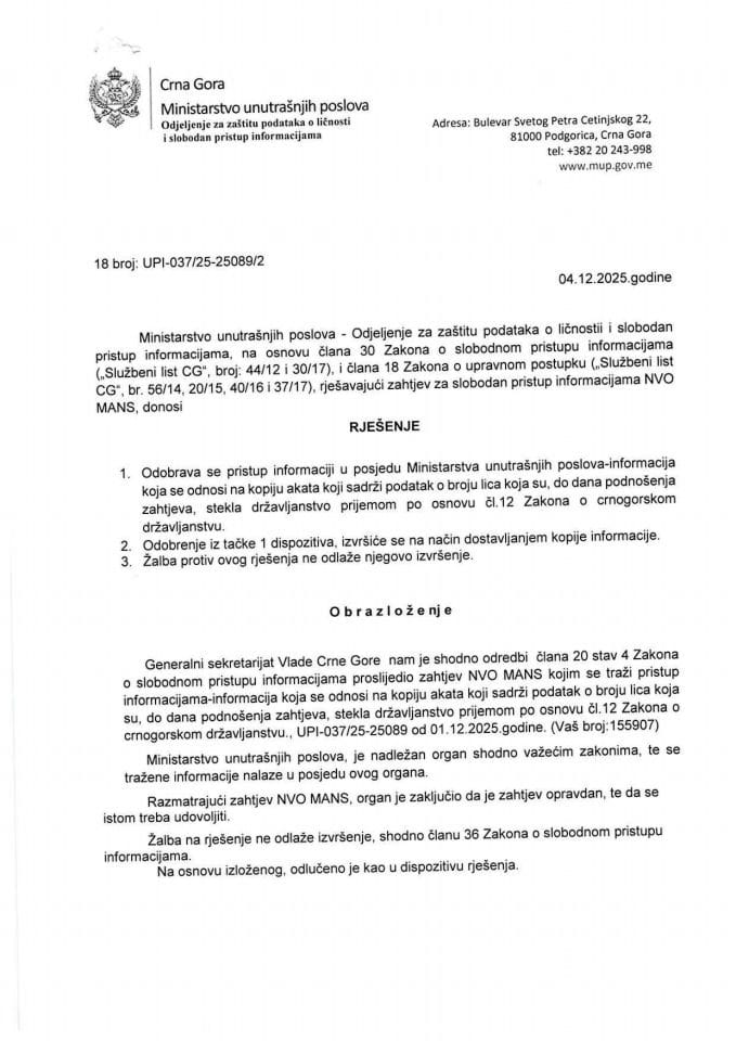 rješenje br. 18-UPI-037/25-25089/2